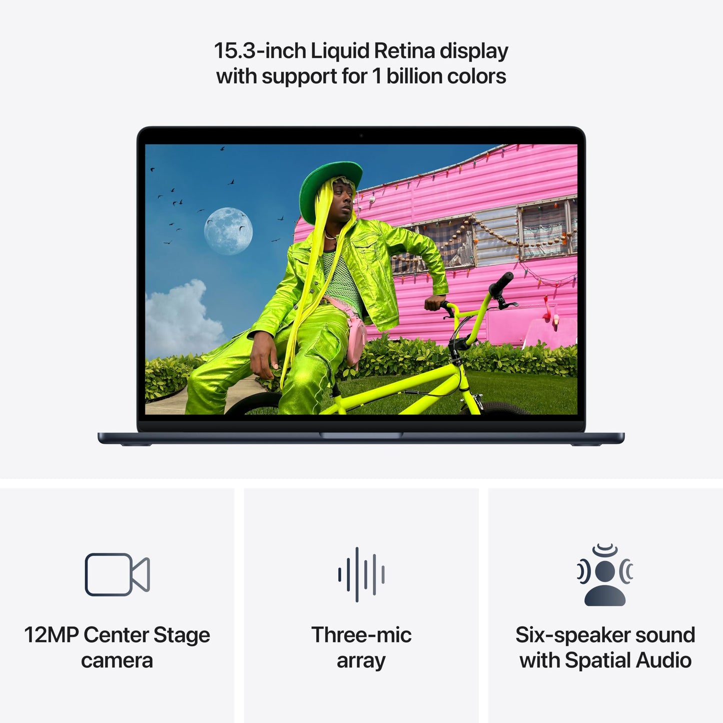 Apple 2026 MacBook Air 15-inch Laptop with M5 chip: Built for AI, 15.3-inch Liquid Retina Display, 16GB Unified Memory, 512GB SSD, 12MP Center Stage Camera, Touch ID, Wi-Fi 7; Midnight