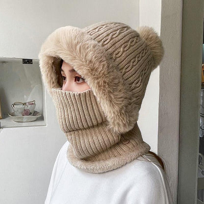 Women'S Winter Knitted Balaclava, Warm Full Face Coverage Beanie with Ear Flaps and Neck Gaiter, Stylish Ski Mask for Cold Weather Outdoor Activities