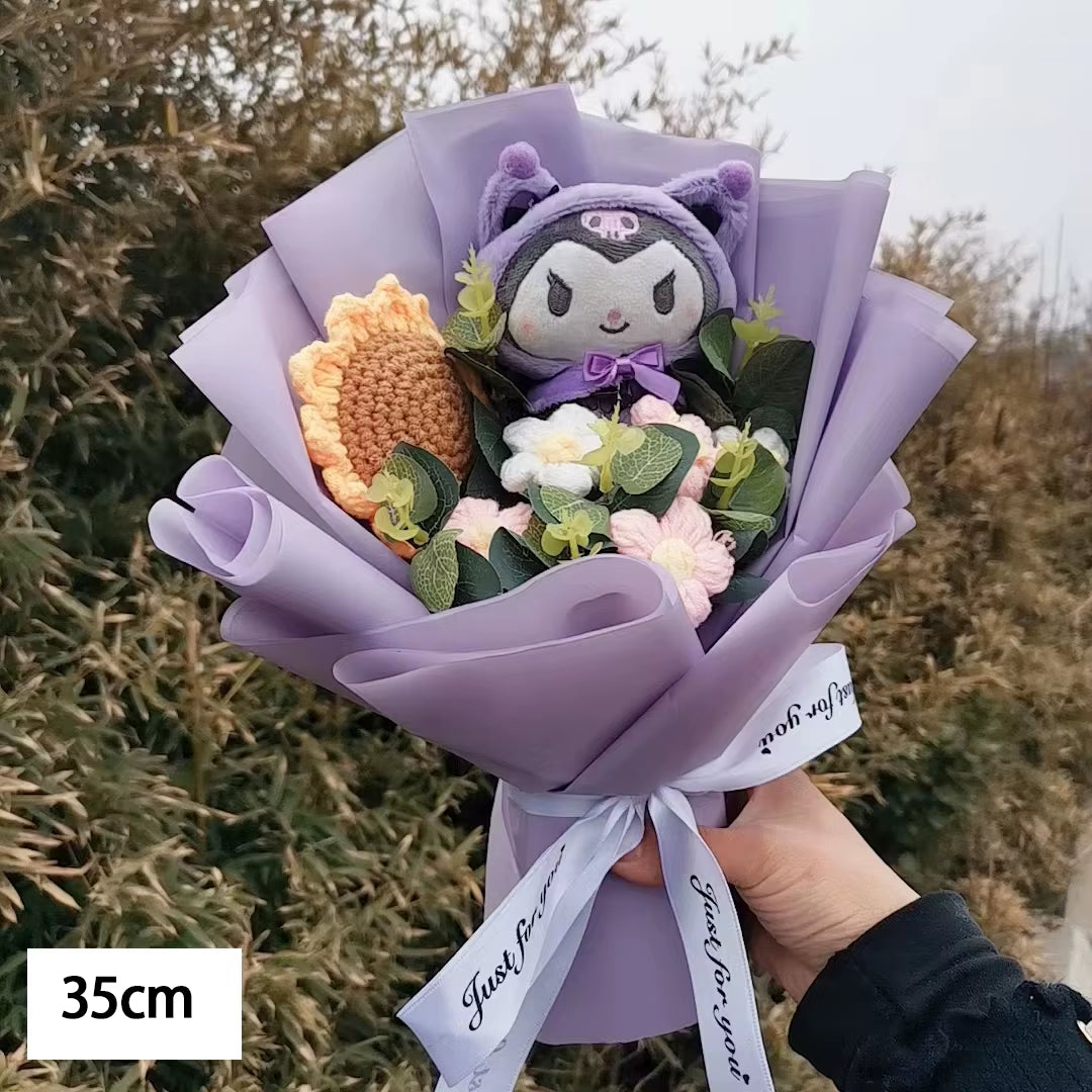 Hello Kitty Cartoon Plush Bouquet Anime Rose Flowers Doll Home Wedding Decoration Christmas Valentine'S Day Gift