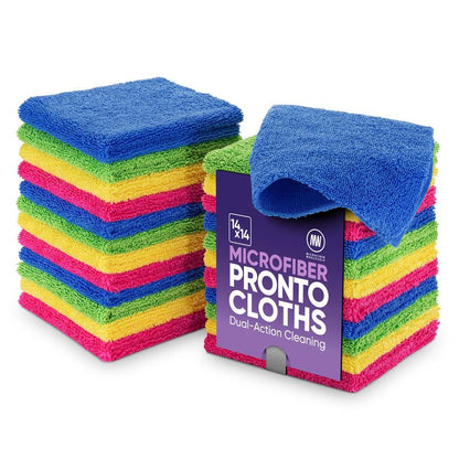 Pronto Cloth Hybrid Microfiber | New 2-In-1 Dual-Sided Scrub & Polish Towel | Scratch-Free & Reusable Professional Grade 14X14 Cloth for Auto, Kitchen & Home Cleaning