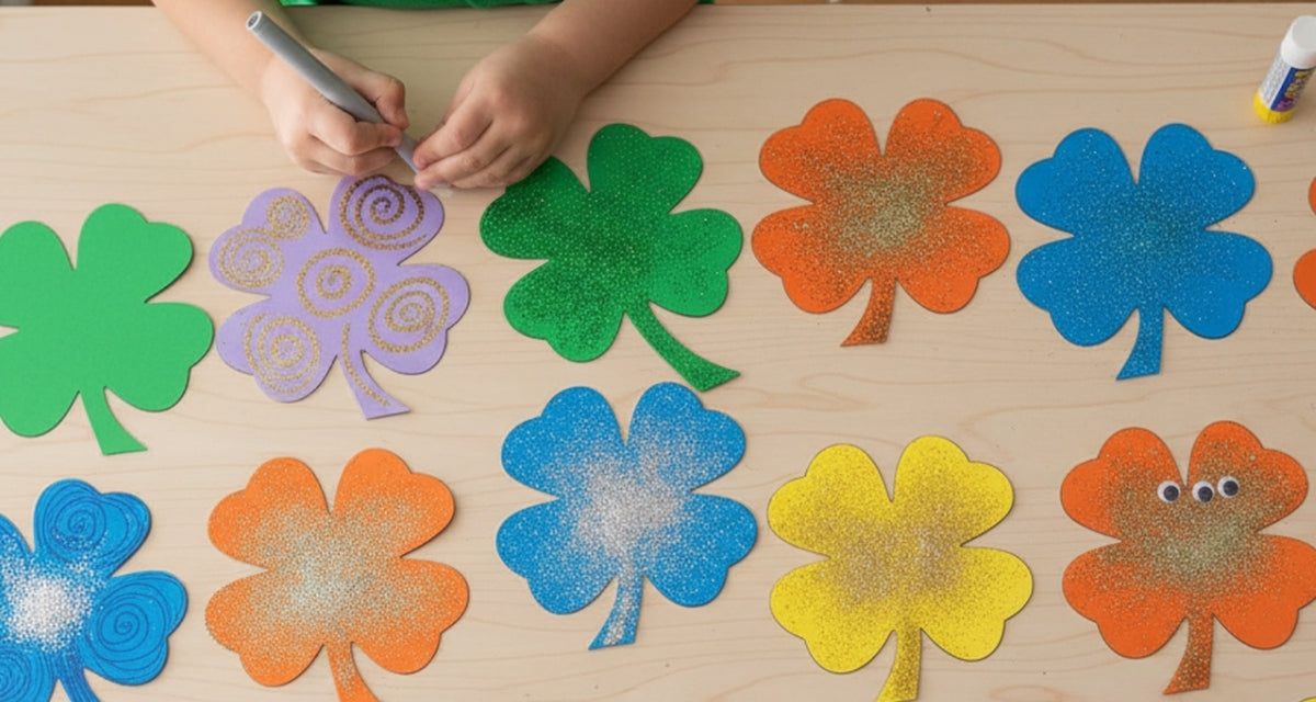 SHAPES ETC.  Large Assorted Color Creative Foam Cut-Outs - Four Leaf Clover