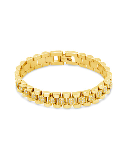CZ Accent Watch Band Chain Bracelet