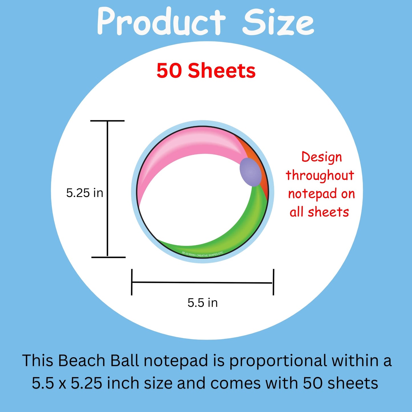 SHAPES ETC. Large Notepad - Beach Ball