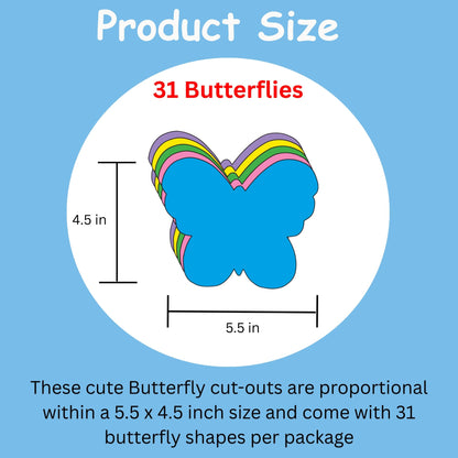 SHAPES ETC. Butterfly Assorted Color Creative Cut-Outs- 5.5”