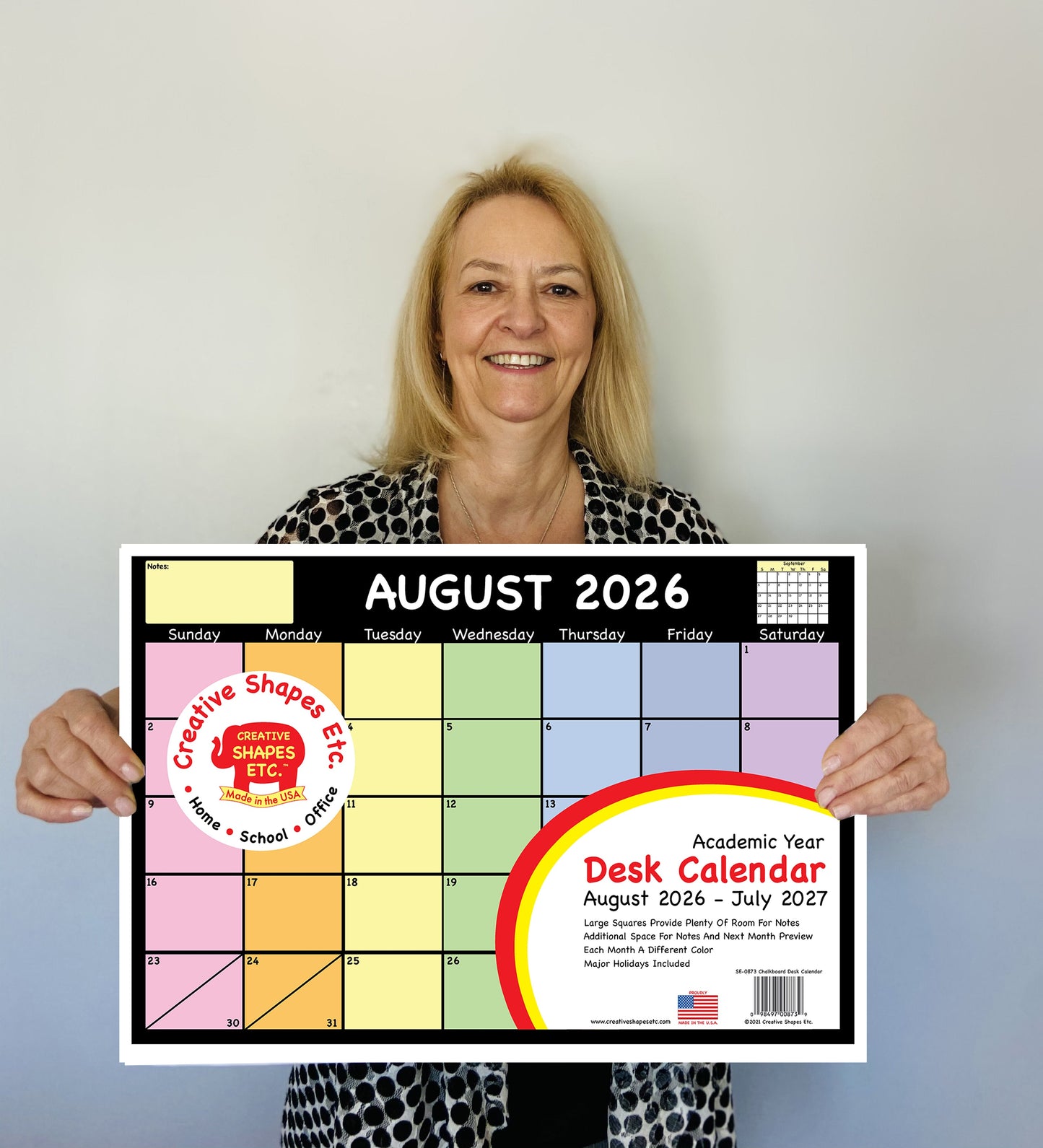 SHAPES ETC. Academic Year Desk Calendar- Chalkboard Design Desk Calendar