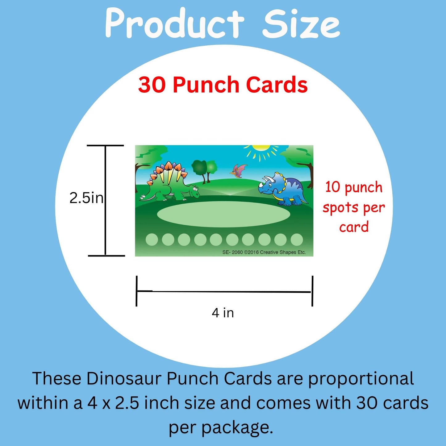 SHAPES ETC. Incentive Punch Cards - Dinosaur