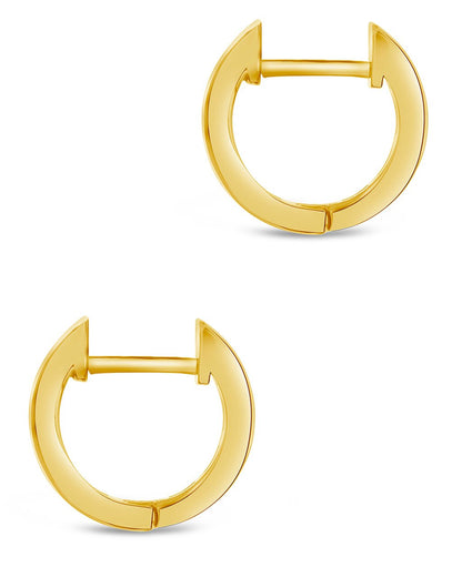 Sterling Silver CZ Baguette Micro Hoop Earrings