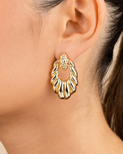 Enid Textured Door Knocker Stud Earrings