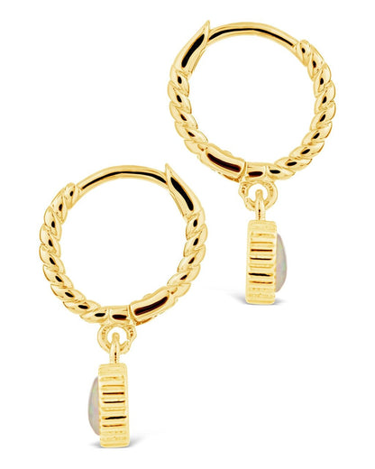 Meredith Braided Opal Heart Drop Hoop Earrings