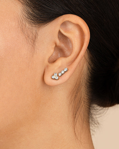 Sterling Silver 2pc Bezel Stud Set