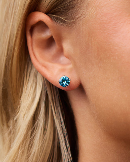 Sterling Silver 7mm Rainbow CZ Studs