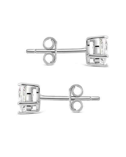 Sterling Silver 5mm Heart CZ Stud Earrings