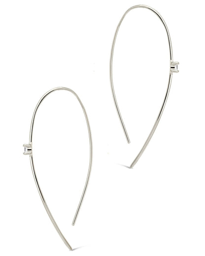 Sterling Silver CZ Studded Threader Earrings