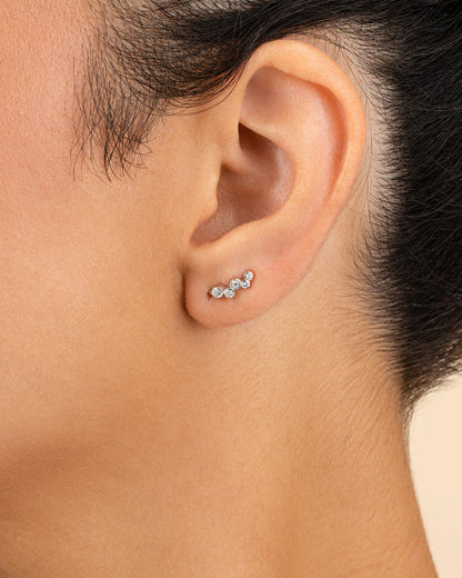 Sterling Silver Talia CZ Bezel Crawler Earrings
