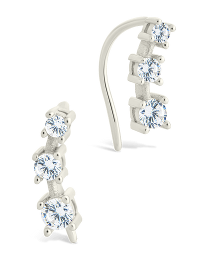 Sterling Silver Round Cut Mini Ear Crawlers