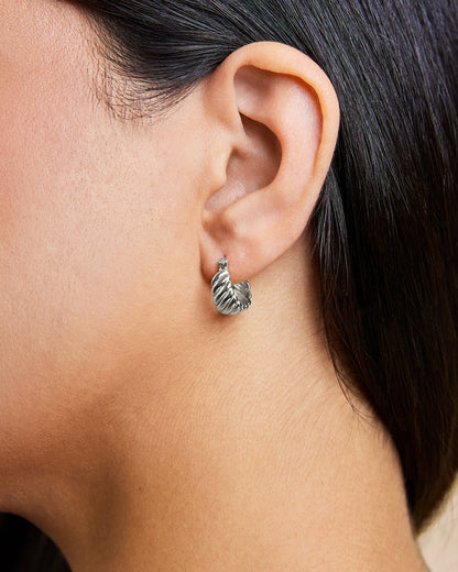 Sterling Silver Croissant Dome Hoop Earrings