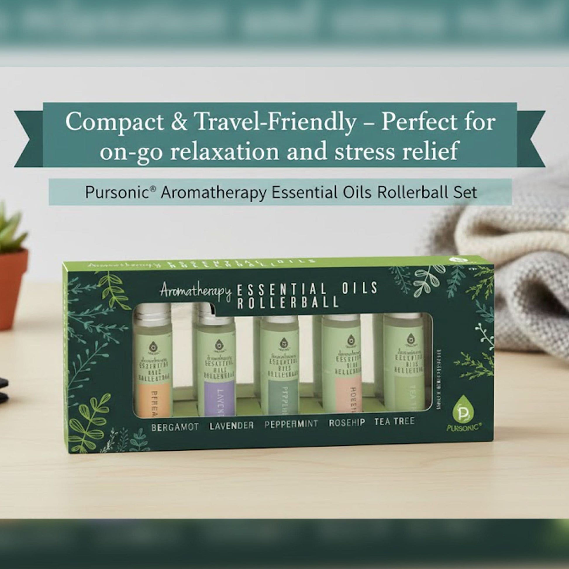 Aromatherapy Essential Oils Rollerballs (Bergamot, Lavender, Peppermint, Rosehip, Tea Tree) - TrendDora