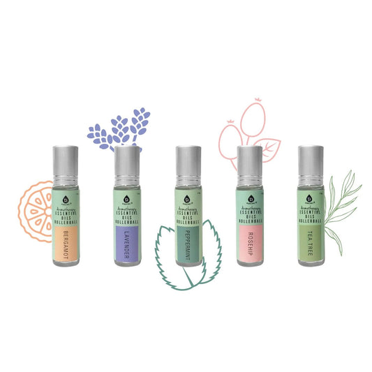 Aromatherapy Essential Oils Rollerballs (Bergamot, Lavender, Peppermint, Rosehip, Tea Tree) - TrendDora