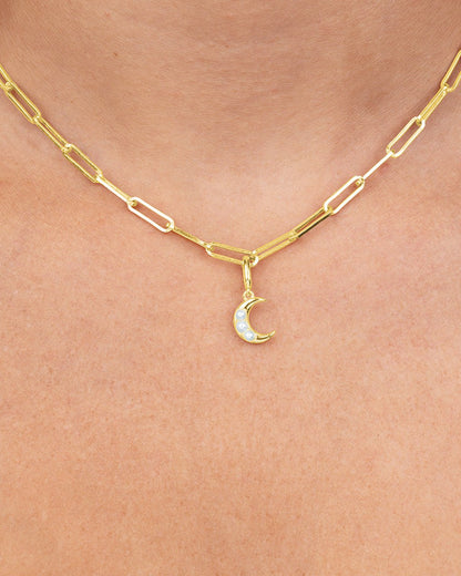 Sterling Silver Pearl Moon Charm