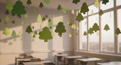 SHAPES ETC.  Holiday Evergreen Tree Assorted Green Color Cut-Outs - 5.5in