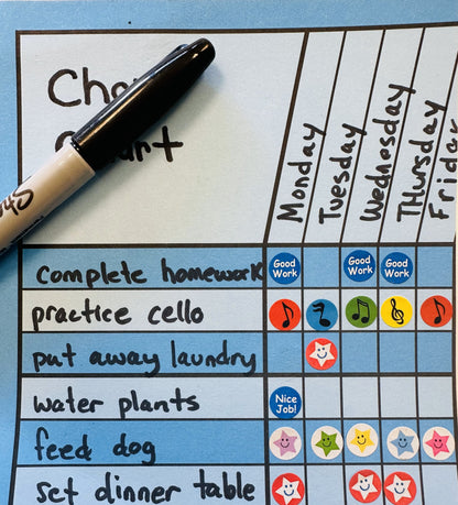 SHAPES ETC. Horizontal Chart Set of 12 - White