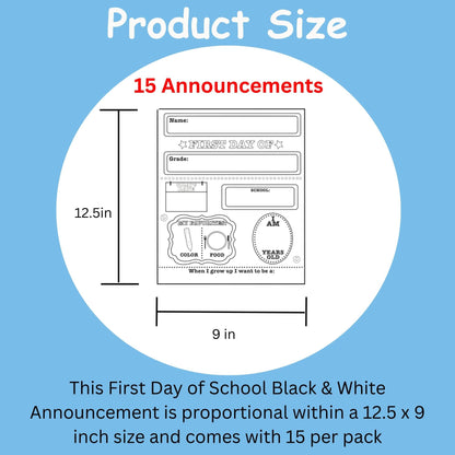 SHAPES ETC. First Day of School Announcement - Black/White