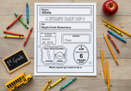SHAPES ETC. First Day of School Announcement - Black/White