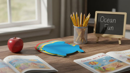 SHAPES ETC. Fish Marble Assorted Color Creative Cut-Outs- 5.5"
