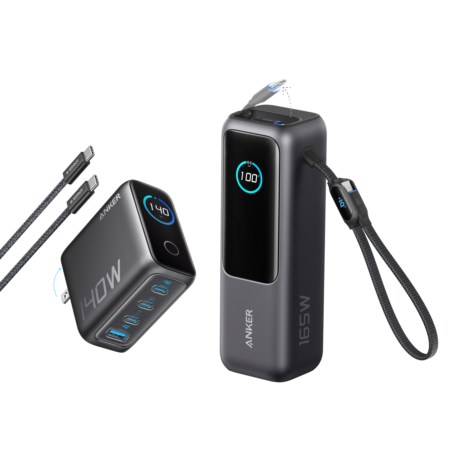 Anker Laptop Power Bank (25K, 165W, Built-In and Retractable Cables)