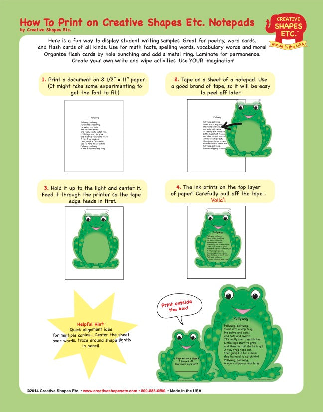 SHAPES ETC. Mini Notepad - Frog