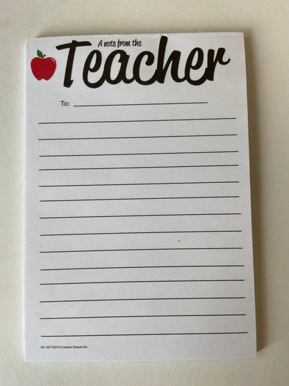SHAPES ETC. Note From Teacher - Notes to Parents