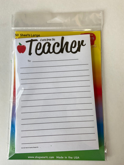 SHAPES ETC. Note From Teacher - Notes to Parents