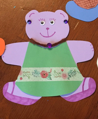 SHAPES ETC. Teddy Bear Assorted Color Cut-Outs- 5.5"