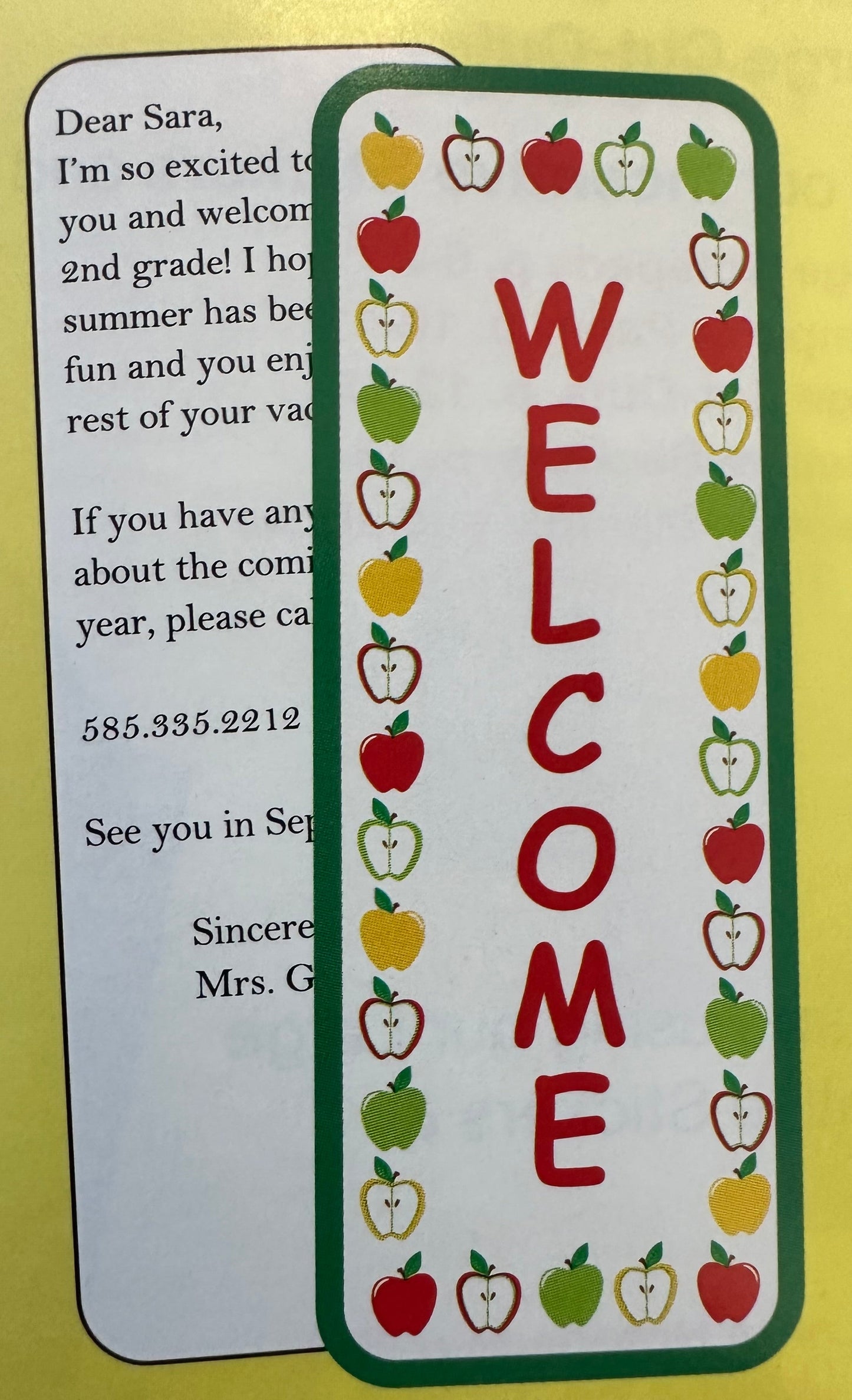 SHAPES ETC. "From Your Teacher" Bookmarks - Welcome