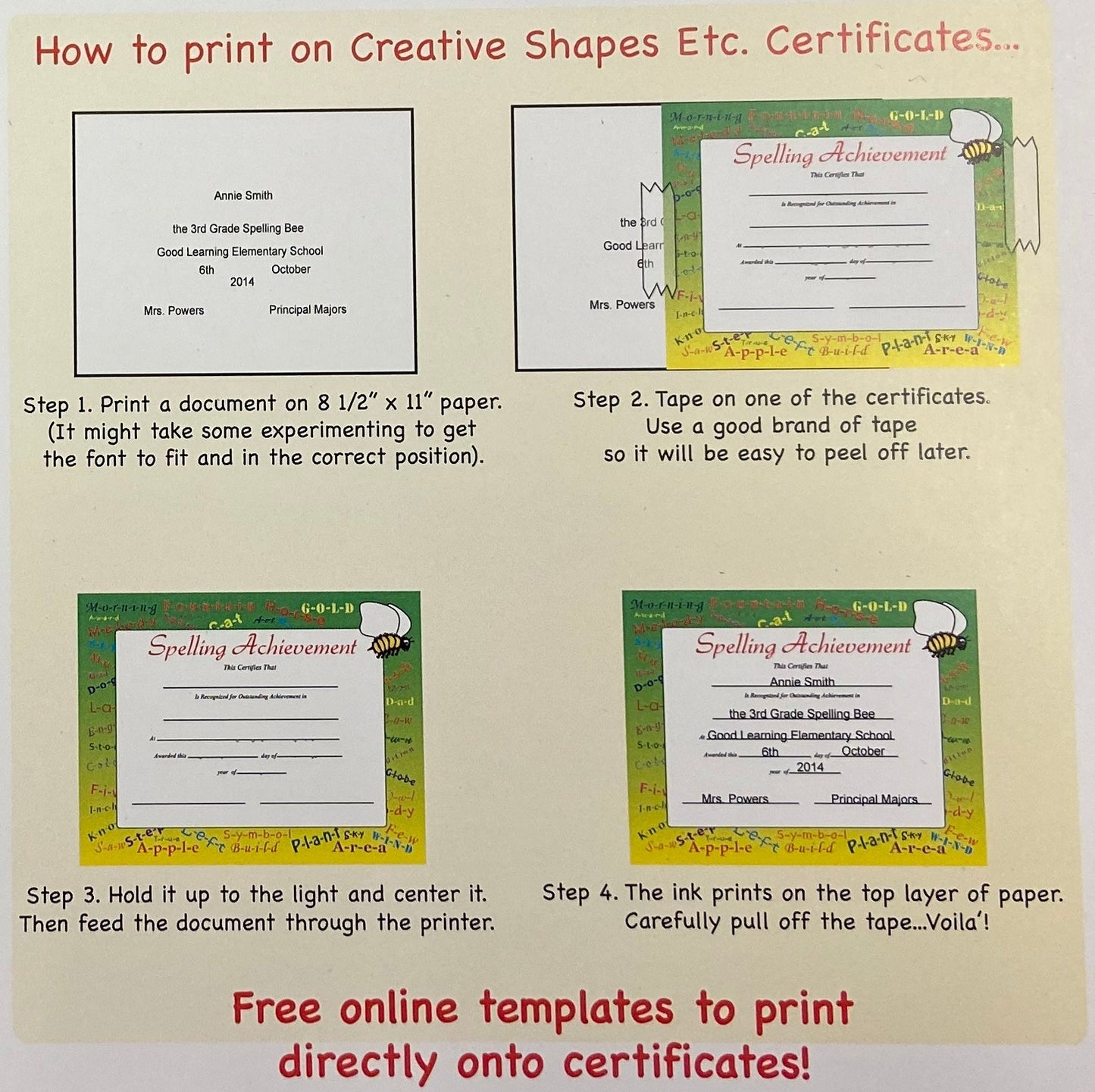 SHAPES ETC. Recognition Certificate - Kindergarten Certificate