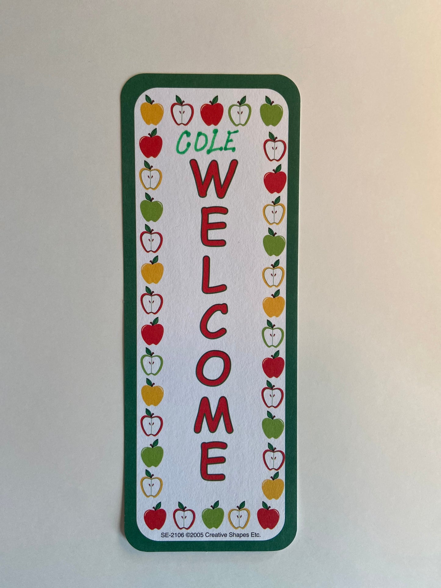 SHAPES ETC. "From Your Teacher" Bookmarks - Welcome