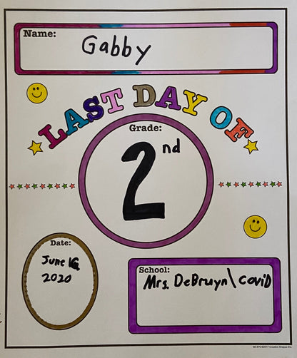 SHAPES ETC. Last Day of School Announcement - Black/White