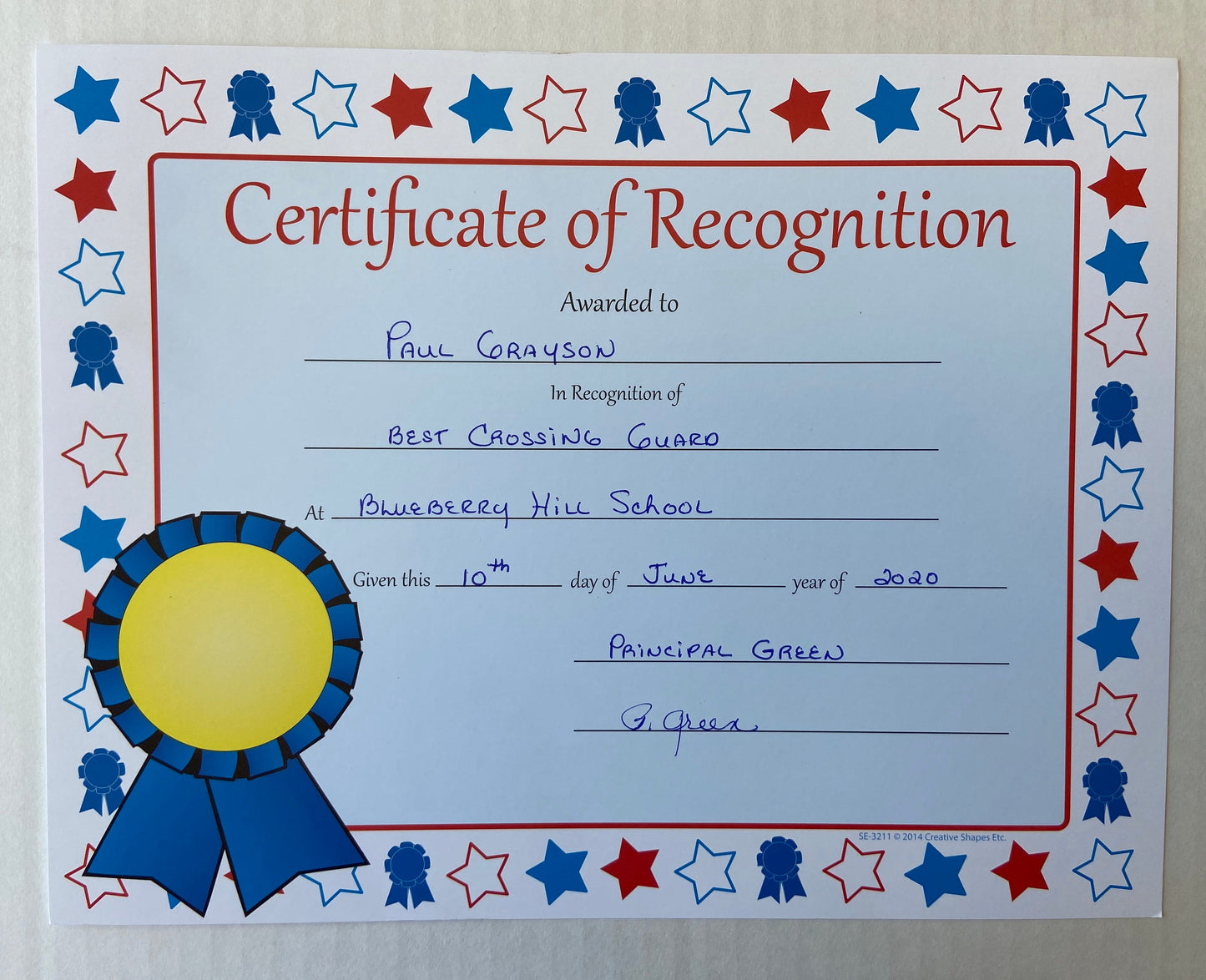SHAPES ETC. Recognition Certificate - Certificate of Recognition