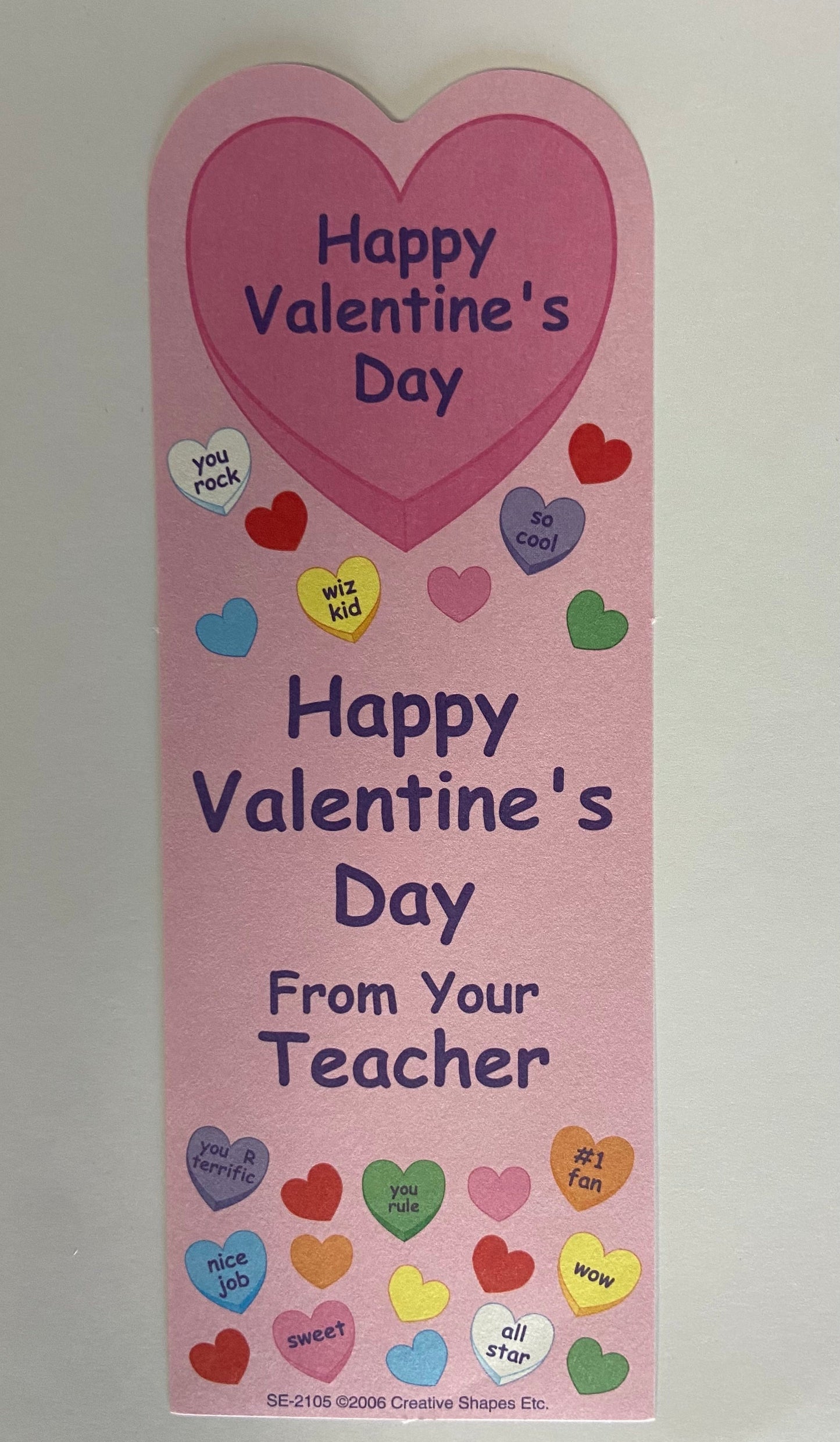 SHAPES ETC. "From Your Teacher" Bookmarks - Valentine