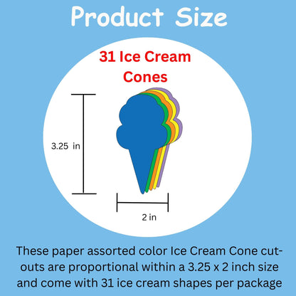 SHAPES ETC. Ice Cream Cone Assorted Color Creative Cut-Outs- 3”
