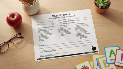 SHAPES ETC. Kindergarten Progress Reports - Notes to Parents