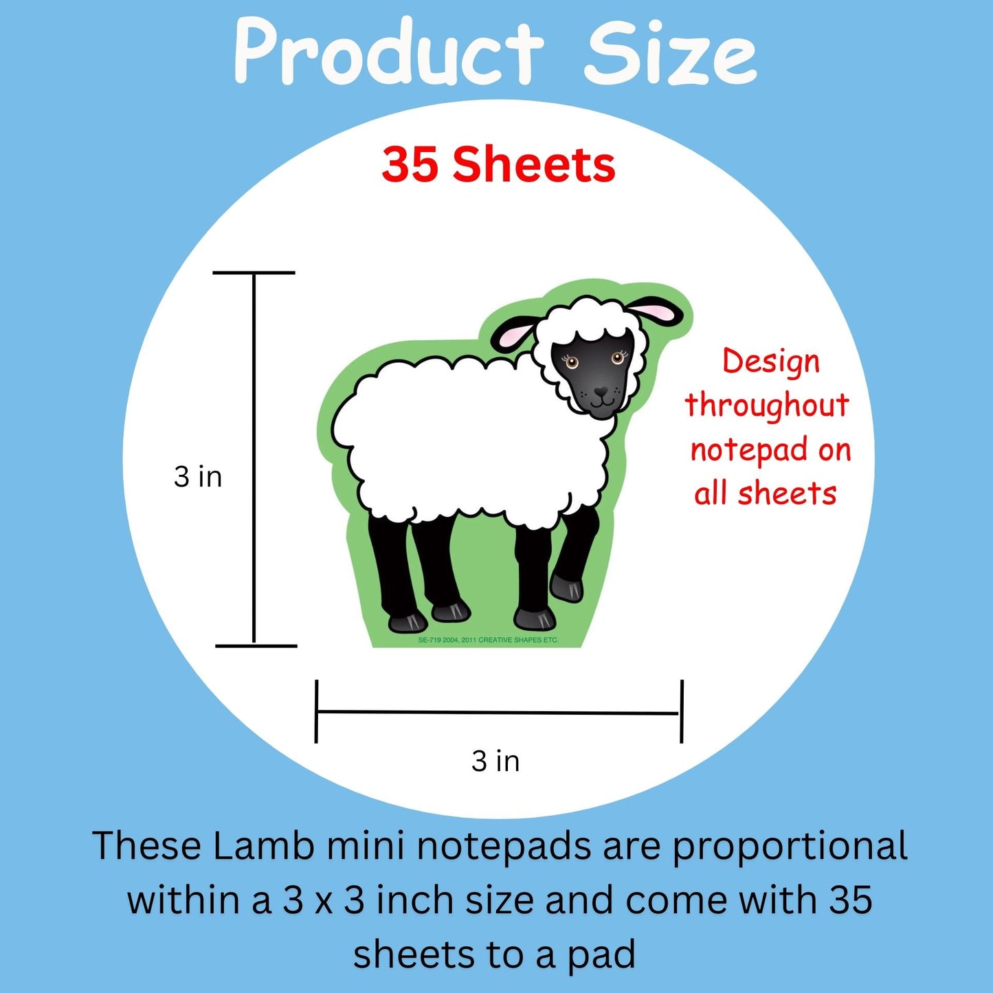 SHAPES ETC. Mini Notepad - Lamb