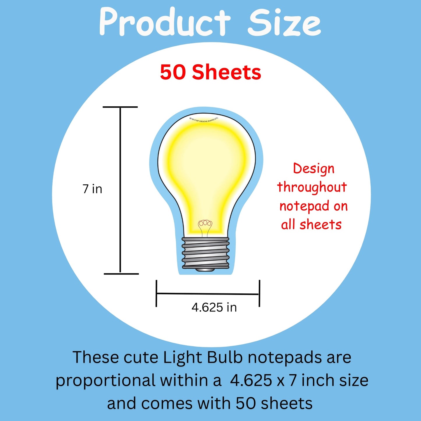 SHAPES ETC. Large Notepad - Light Bulb