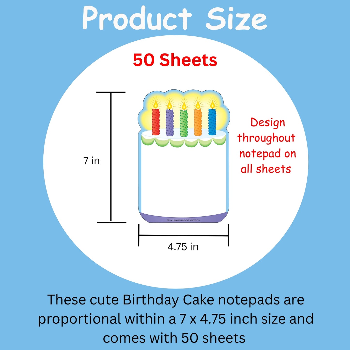 SHAPES ETC. Large Notepad - Birthday Cake