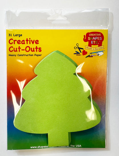 SHAPES ETC.  Holiday Evergreen Tree Assorted Green Color Cut-Outs - 5.5in