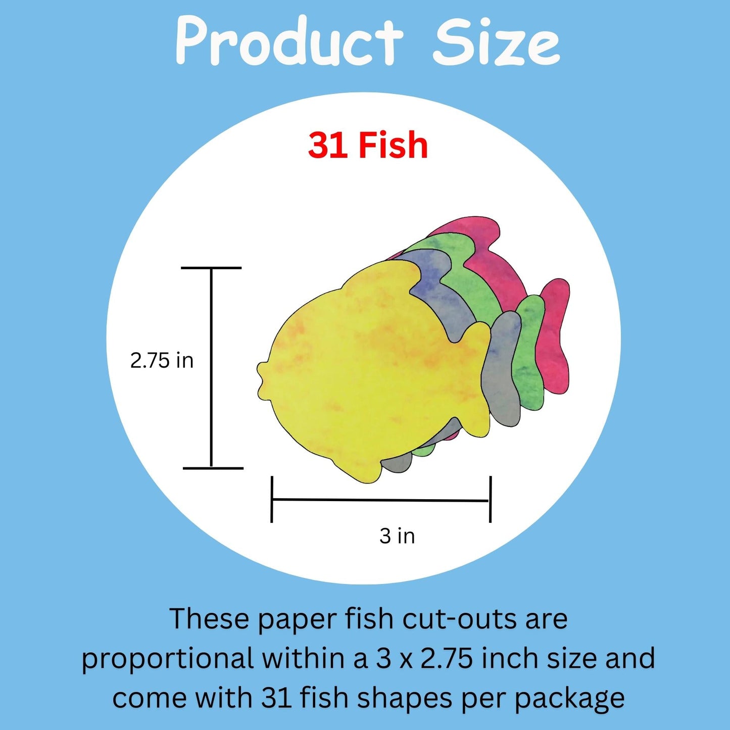 SHAPES ETC.  Fish Marble Assorted Color Creative Cut-Outs- 3”