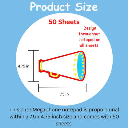 SHAPES ETC.  Large Notepad - Megaphone