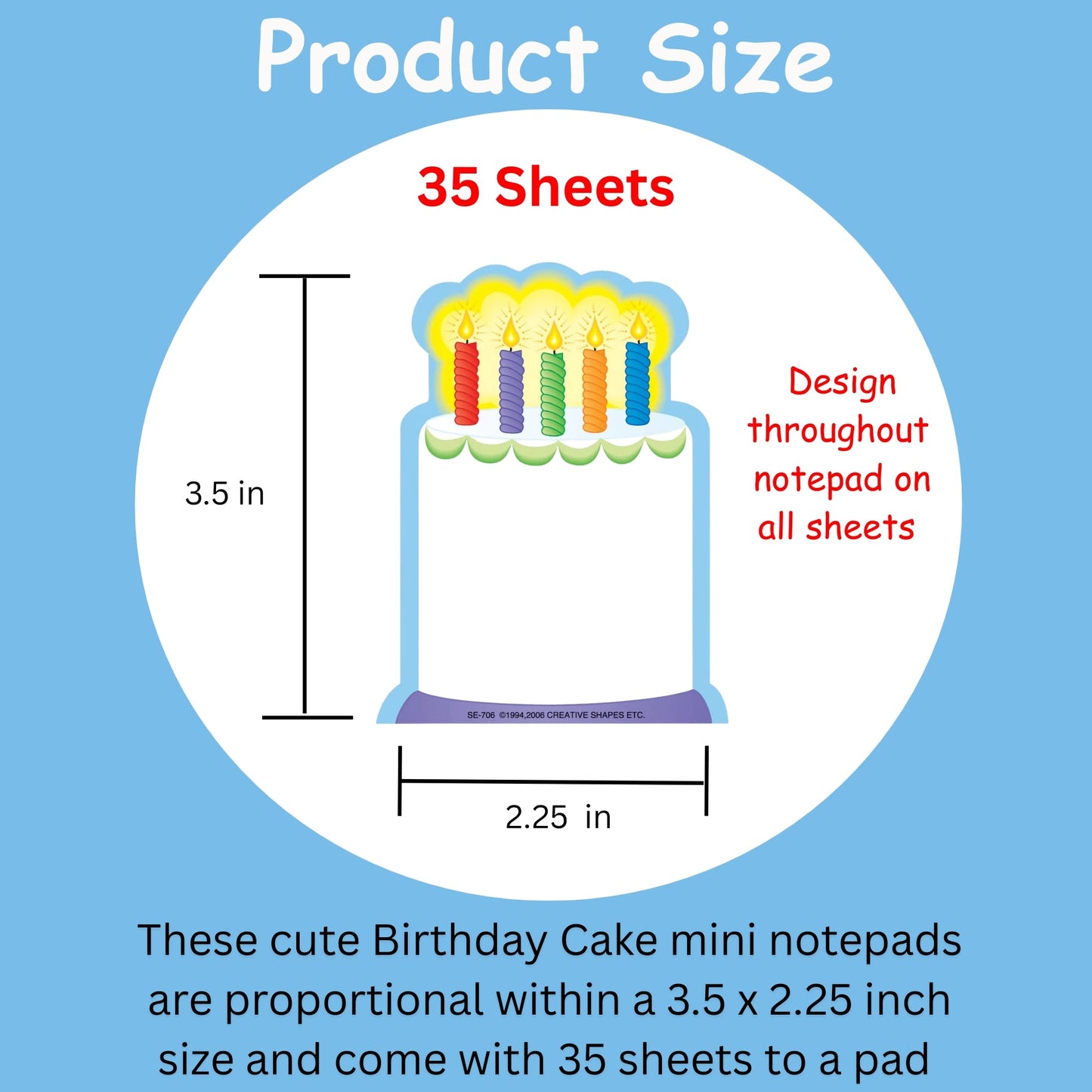 SHAPES ETC. Mini Notepad - Birthday Cake