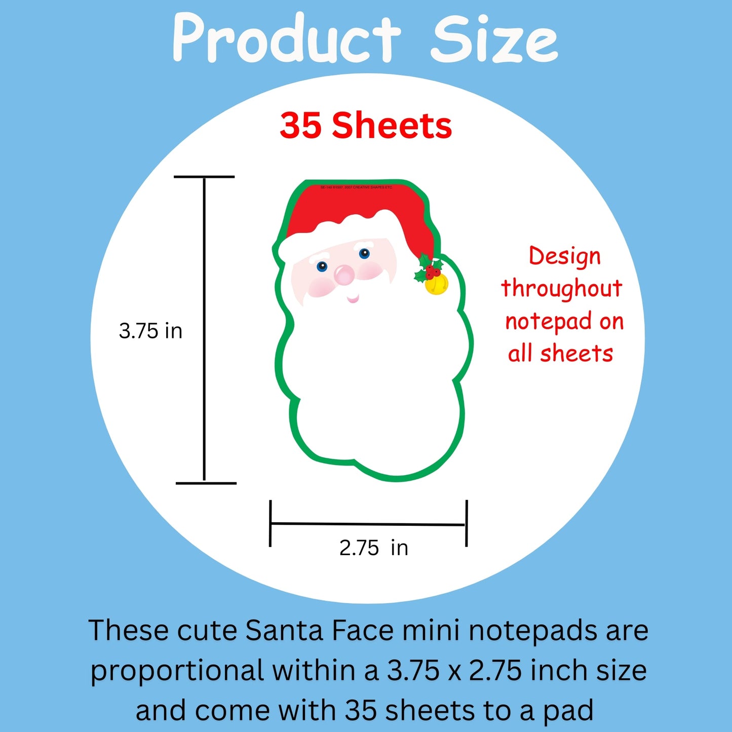 SHAPES ETC. Mini Notepad - Santa Face