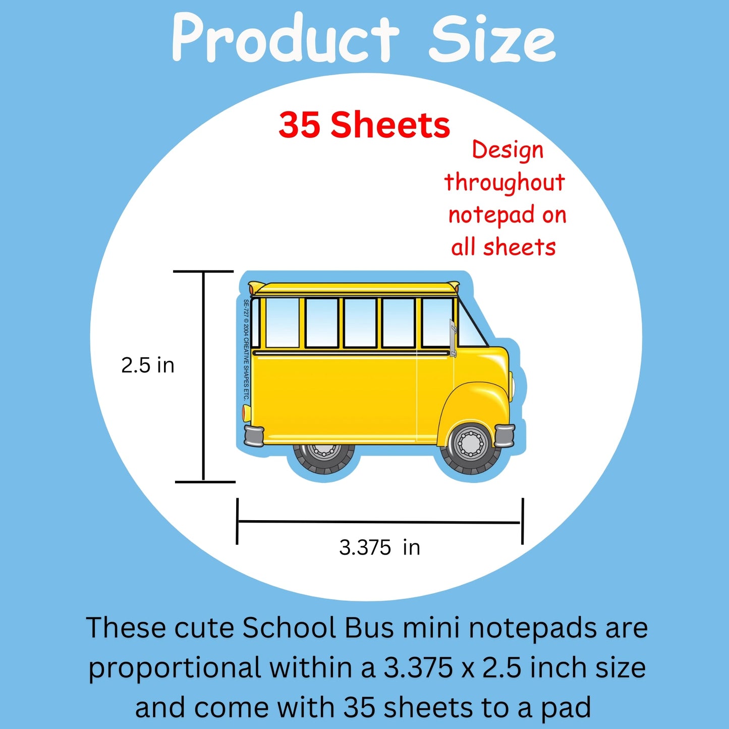 SHAPES ETC. Mini Notepad - School Bus